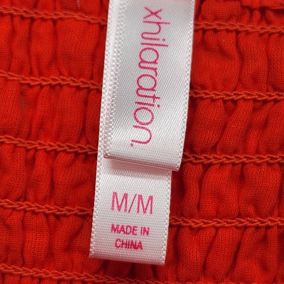 NWT Xhilaration Orange Eyelet with Floral Skirt Sleeveless Dress Women's M - Picture 4 of 7